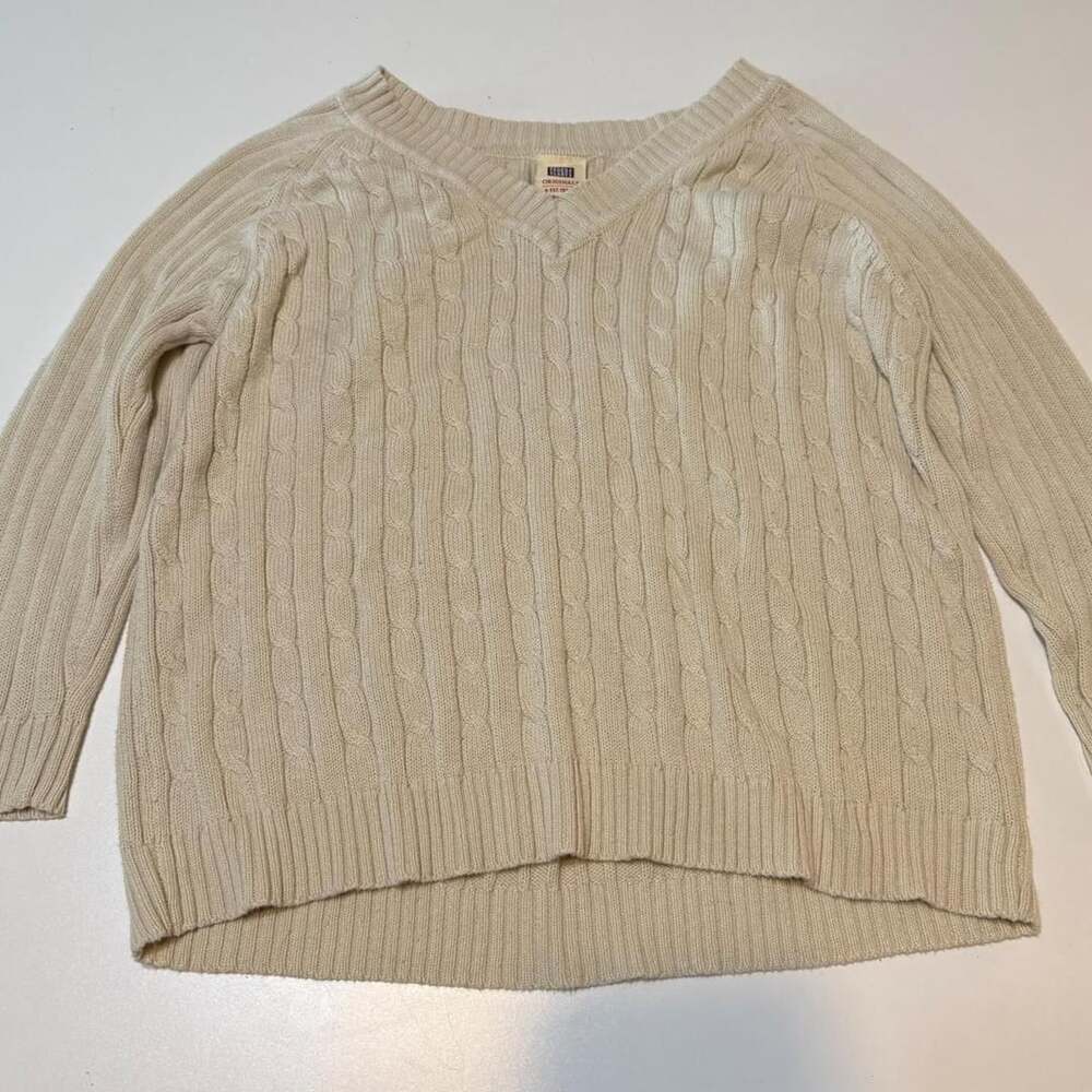 VTG 90s Rustic Dark Academia Coquette Cabin Cozy Grandma Core V Neck Sweater